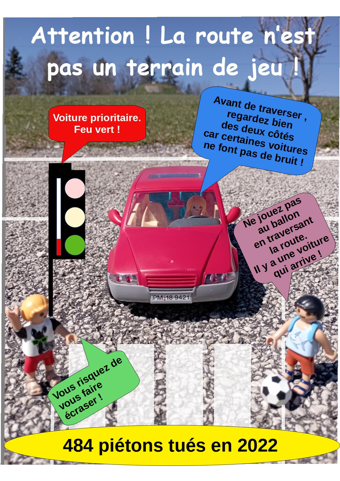 Affiche securite routiere "les supers 4.0" - voir la transcription ci-dessous